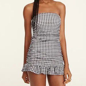 J. Crew Ruched Bandeau Swim Dress in Gingham NEW WITH TAGS